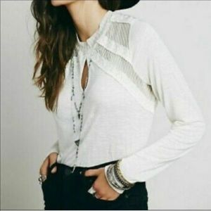 Free People Ivory Lace Long Sleeve